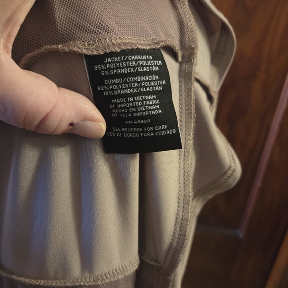 Taupe colored dress with jacket. Size 14 Tall by R& M Richards - Picture 7 of 10